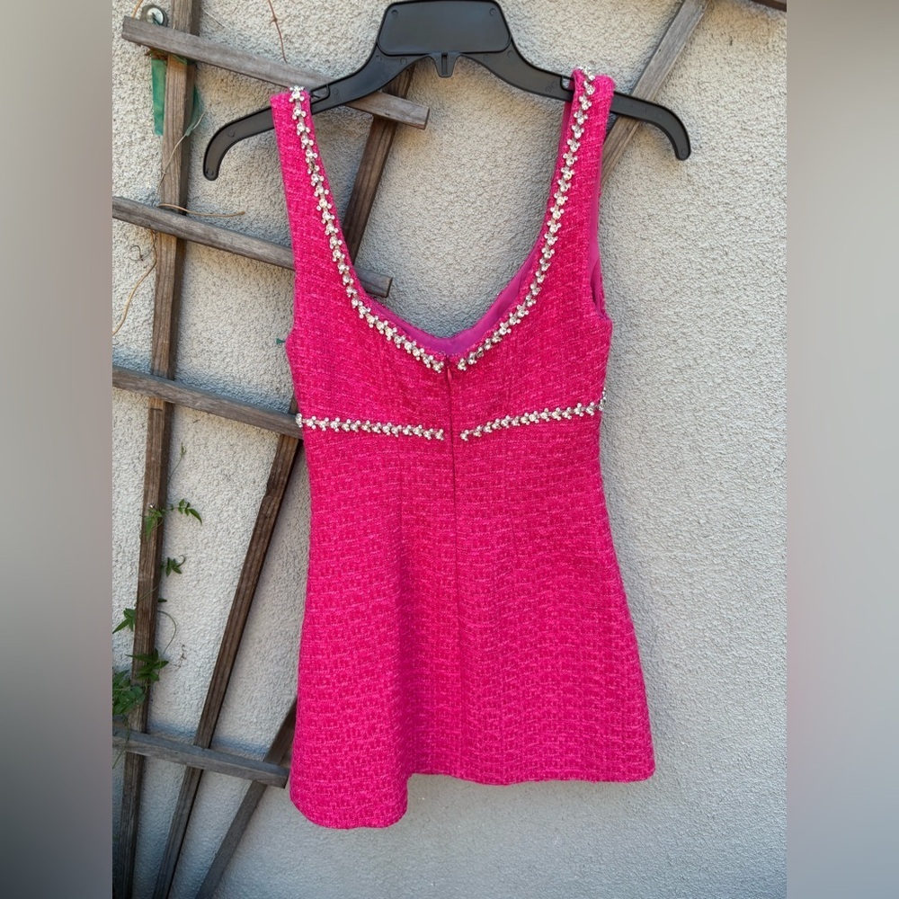 SELF-PORTRAIT Boucle Mini Dress in Fuchsia - Picture 15 of 16